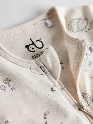 Organic Cotton Baby Full Sleeve Zip Romper with Cute Animal Print - Kidulan