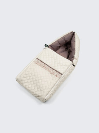 Baby Carry Nest – Quilted Cream Beige Soft Newborn Sleeping Bag - Kidulan