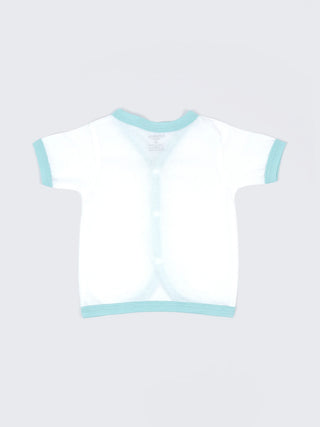 Baby Cotton Jabla & Shorts Set – Solid White with Pastel Contrast Trim Newborn Clothing Combo (3 Sets) - Kidulan