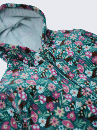 Floral Printed Hooded Full Sleeve Baby Romper - Kidulan