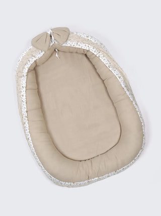 Premium Pintrestive Nest Bed – Beige & Cream Floral with Mosquito Net & Pillow - Kidulan