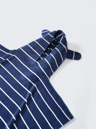 Baby Hooded Soft Navy Blue Striped Poncho Bath Towel - Kidulan