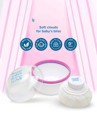 Premium Baby Powder Puff with Storage Case - Pink - Kidulan