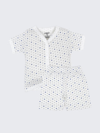 Baby Cotton Jabla & Shorts Set – Polka Dot & Cherry Print Half Sleeve Baby Outfit Combo (2 Sets) - Kidulan