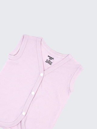 Baby Cotton Sleeveless Jabla Set – Solid Pastel Colors Front Open Newborn Vest Combo (3 Pieces) - Kidulan