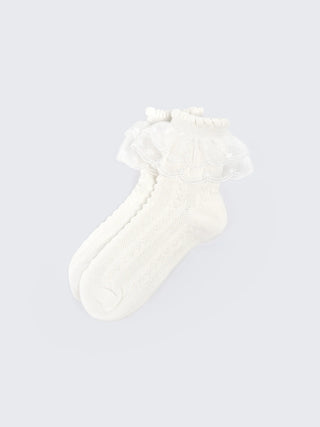Lace Frill Baby Girl Socks – Elegant White Ankle Socks - Kidulan