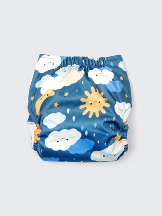 Reusable Diaper Sun & Cloud Print Baby Cloth Diaper with Insert – Adjustable Washable Pocket Diaper - Kidulan