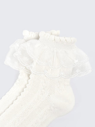 Lace Frill Baby Girl Socks – Elegant White Ankle Socks - Kidulan
