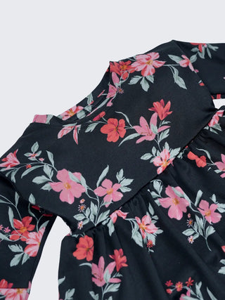 Floral Printed Full Sleeve Baby Girl Frock - Kidulan