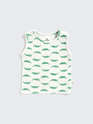 Crocodile Print - Sleeveless Unisex Baby Vest - Kidulan