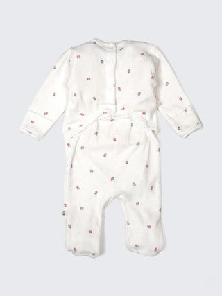Floral Footed Romper with Cute Ear Detail – Soft Cotton Sleepsuit - Kidulan
