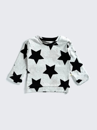 Star Print Baby Sweatshirt – Grey - Kidulan