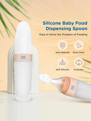 Silicone Baby Food Feeder Spoon Bottle (90 ml - Orange) - Kidulan