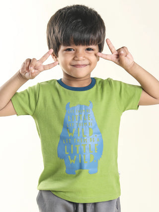 Half sleeve green graphic t-shirt for baby - Kidulan