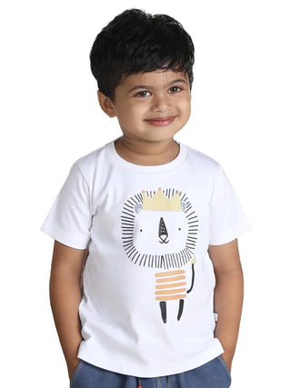 Half sleeve white boys graphic tee for baby - Kidulan
