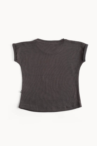 Half sleeve flower pattern in black graphic t-shirt for baby - Kidulan