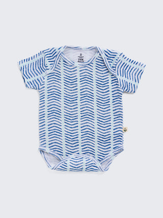 Ocean Waves Print Bodysuit & Shorts Summer Set for Baby - Kidulan