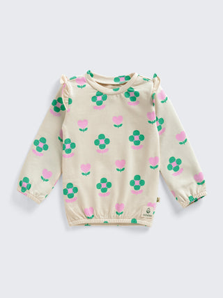 Girls Floral Long-Sleeve Top and Pants Set
