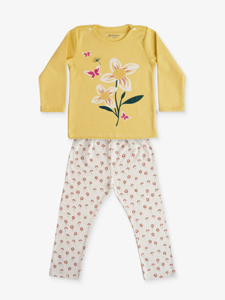 GIRLS BUTTERFLY FULL SLEEVE GRAPHIC TEE WITH STRETCHY LEGGINGS - Kidulan