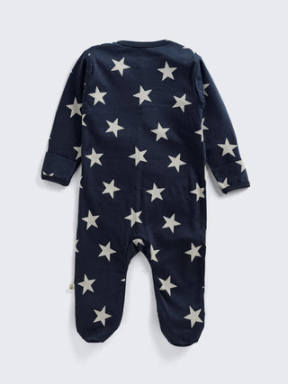 Star Print Footed Baby Sleepsuit with 2-Way Zipper