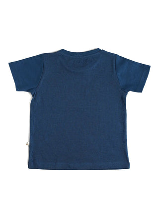 Half sleeve blue & white graphic t-shirt for baby - Kidulan