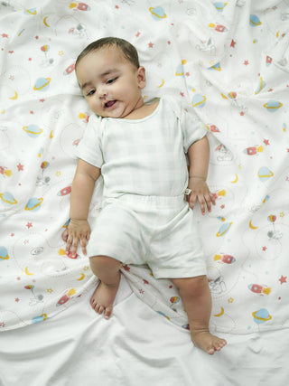 FETO COTTON MUSLIN SWADLE WRAP - FLY ROCKET - Kidulan