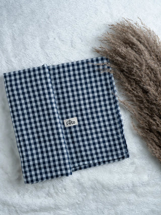 FETO COTTON MUSLIN SWADLE WRAP - NAVY CHECK - Kidulan