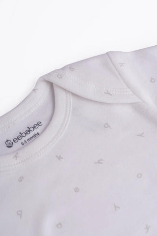 Half sleeve grey pattern in white bodysuit for baby - Kidulan