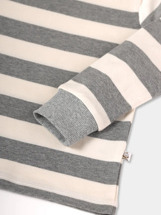Full sleeve grey & white cuff t-shirt for baby - Kidulan