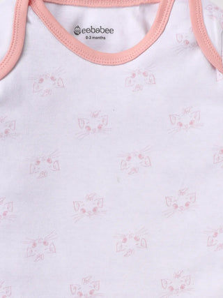 Full sleeve white & pink sleeping gown for baby girl - Kidulan