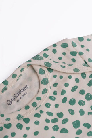Half sleeve Cream and green dot bodysuit for baby - Kidulan