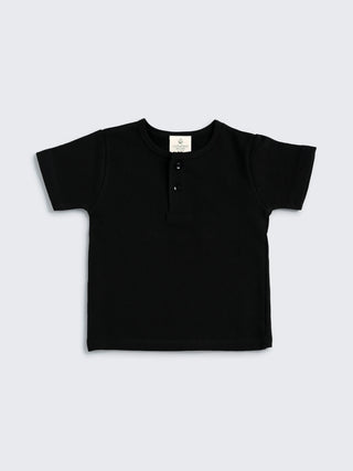 Boys Black Cargo Shorts Set - Henley Tee & Cargo Shorts Combo - Kidulan