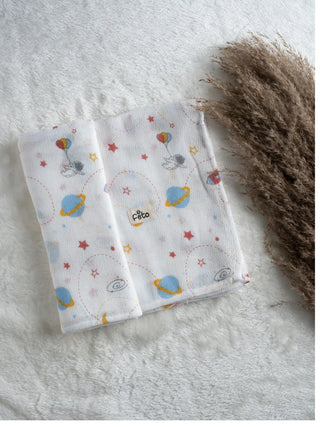 FETO COTTON MUSLIN SWADLE WRAP - FLY ROCKET - Kidulan
