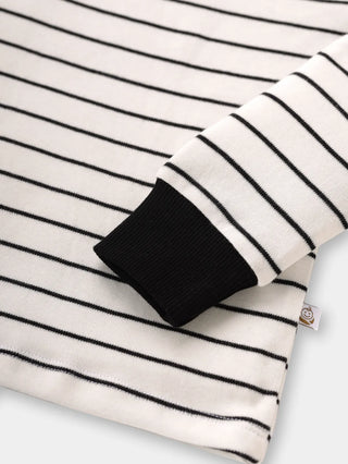Full sleeve black line stripe pattern in white cuff t-shirt for baby - Kidulan