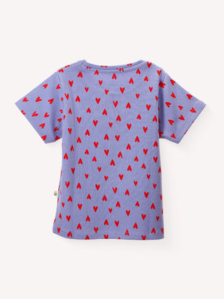 Loving Hearts Cotton Waffle tee for Girls - Kidulan