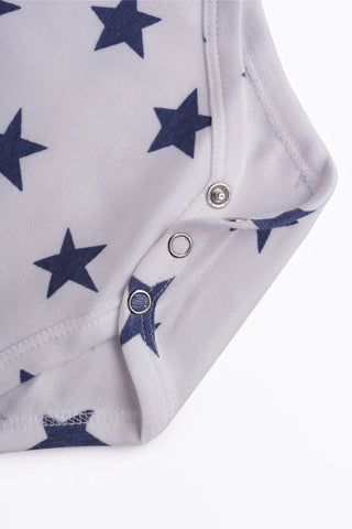 Full sleeve White & blue graphic bodysuit for baby - Kidulan