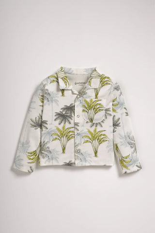 Full sleeve palm tree pattern in white pajama set for baby - Kidulan