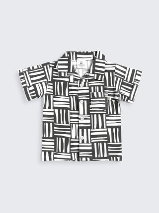Monochrome Grid Cotton boys Co - ord Set - Kidulan