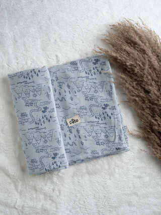 COTTON MUSLIN SWADLE WRAP - SAND HILLS GREY - Kidulan