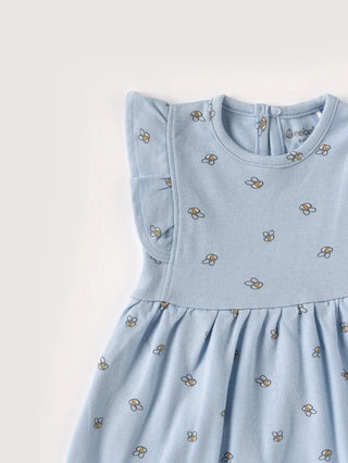 Sleeveless blue frock for baby girls - Kidulan