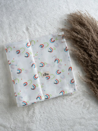 FETO COTTON MUSLIN SWADLE WRAP - MULTI RAINBOW - Kidulan
