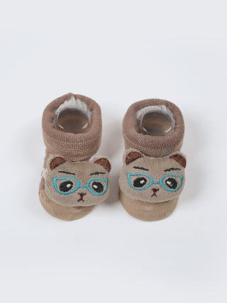 Baby Plush Rattle Socks Cute Bear & Mouse Design - Kidulan
