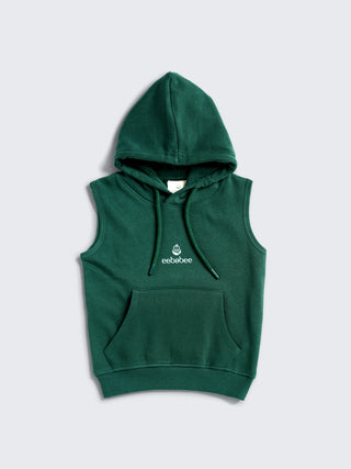 eebabee Boys Solid Sleeveless Hooded Set - Forest Edition - Kidulan