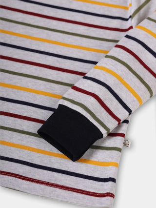 Full sleeve stripe pattern in white cuff t-shirt for baby - Kidulan