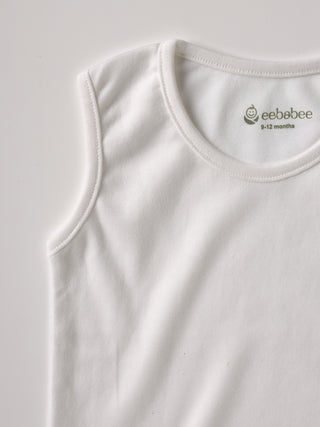 Sleeveless pure white vest combo newborn - Kidulan