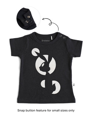 Half sleeve black graphic t-shirt for baby - Kidulan