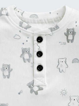 Newborn Teddy Print Henley Tee