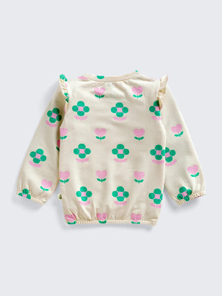 Girls Floral Long-Sleeve Top and Pants Set