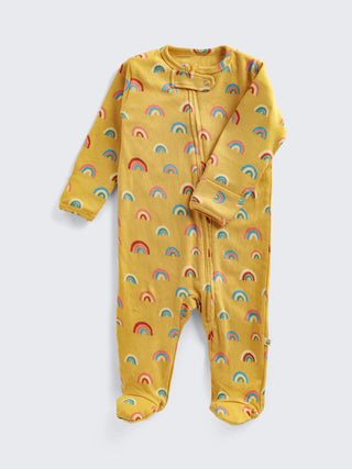 Rainbow Print Footed Baby Sleepsuit with 2-Way Zip