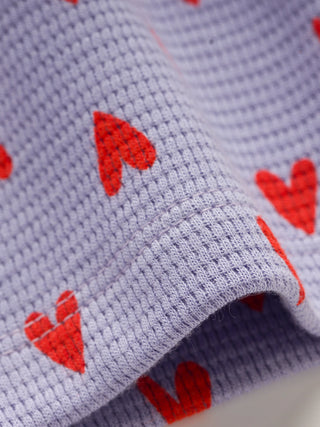 Loving Hearts Cotton Waffle tee for Girls - Kidulan
